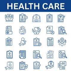 Set of health carte related line icons. 