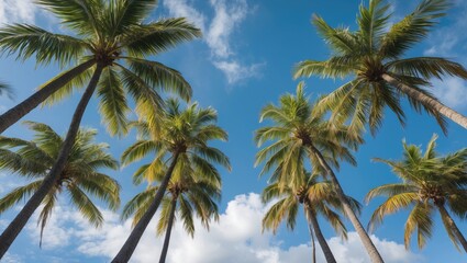 Palm Tree Canopy And Sky with open space for text.