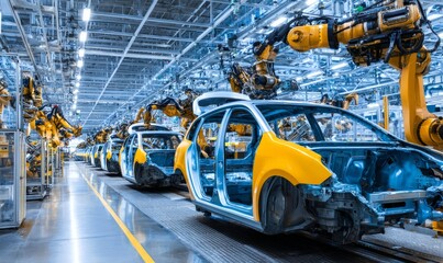 Naklejka premium Automated Car Manufacturing Assembly Line