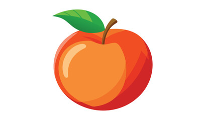 Single red apple with green leaf illustration