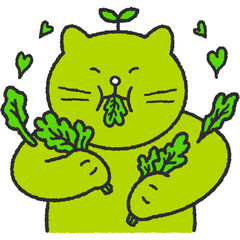채식하는 초록 고양이 캐릭터