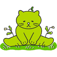 채식하는 초록 고양이 캐릭터