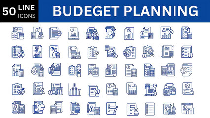 Budget Planning line icon set.