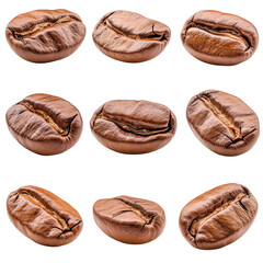 Fototapeta premium Roasted coffee beans in various positions, showcasing their rich texture and color, perfect for coffee lovers