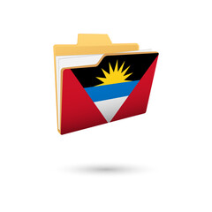 Vector illustration of Antigua and Barbuda flag isolated in file folder on white background.