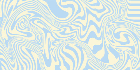 A minimal wavy abstract background with pastel blue and cream colors, inspired by 60s and 70s retro style.Vector illustration. © nawef