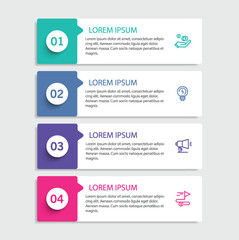  Infographic design template with 4 options, steps or processes. Can be used for workflow layout, diagram, annual report, web design	
