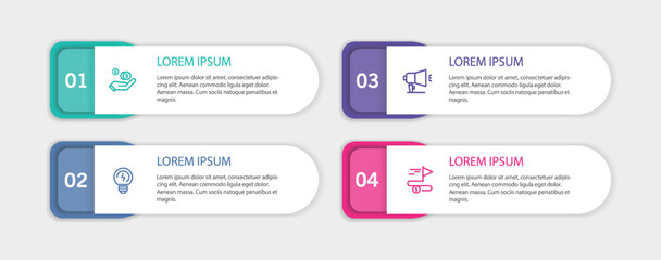  Infographic design template with 4 options, steps or processes. Can be used for workflow layout, diagram, annual report, web design	
