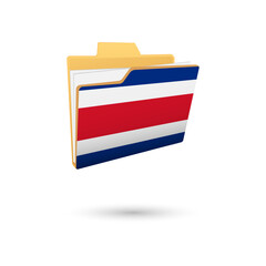 Vector illustration of Costa Rica flag isolated in file folder on white background.