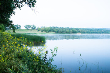 landscape with beautiful and green nature in the Republic of Moldova. Amazing green in the villages of Moldova. Summer the most beautiful season.
