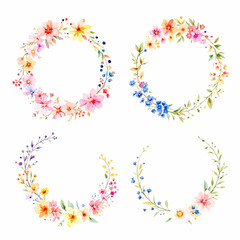 Colorful floral heart frame design with spring and love theme