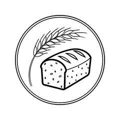 Line art of bread and wheat vector illustration isolated on a transparent background