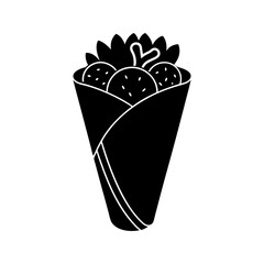 Silhouette of falafel wrap vector illustration isolated on a transparent background