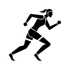 Silhouette of woman running vector illustration isolated on a transparent background