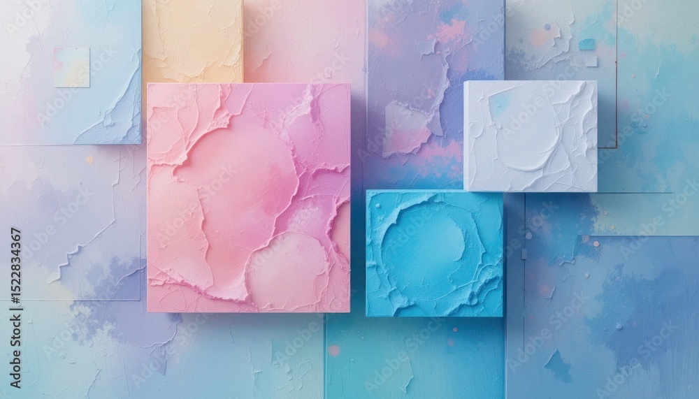 Poster abstract artistic pastel color block composition with textured surface patterns