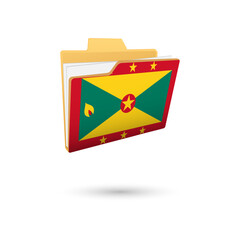 Vector illustration of Grenada flag isolated in file folder on white background.