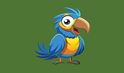 Happy blue and gold macaw cartoon bird