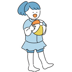 プール遊びを楽しむ子供_ボール_夏色