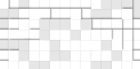 Abstract square mosaic.White ceramic tile background. 3d seamless cubes pattern. 
