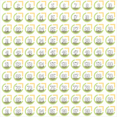 Numbers 1 to 100 in Circular Frames for Educational Use
