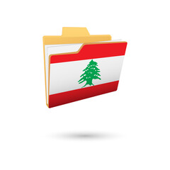 Vector illustration of Lebanese flag isolated in file folder on white background.