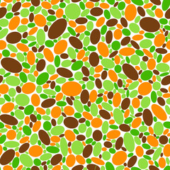 Bright simple geometric seamless pattern Multicolor ovals, rounded shapes on white background Autumn colors