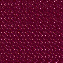 Bright simple geometric pattern Small colorful polka dots, circles, confetti, round shapes on a dark purple burgundy background