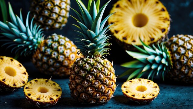 Pineapple Fruit Tropical Food Fresh with Empty Copy Space For Text