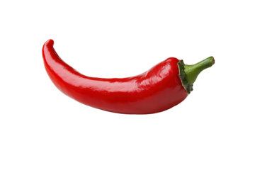Fiery Red Chili: A vibrant close-up of a single, bright red chili pepper, showcasing its smooth skin and rich color, perfect for culinary themes.