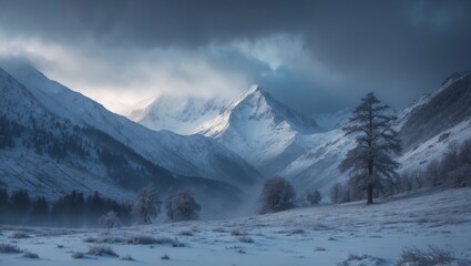 Obraz premium A stunning snowy mountain landscape captured in a photograph