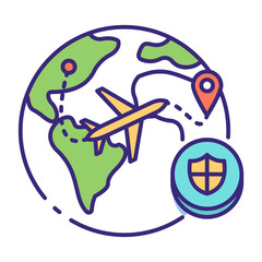 This Travel Insurance icon is suitable for Study Abroad, International student, Education, etc