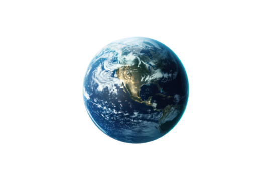 The Earth - A vibrant view of planet Earth showcasing continents and oceans, rendered against a clean, symbolizing a world of possibilities.