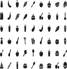  Food and Drink Silhouette Icons – Black Vector Set for Menu and Infographic Design
