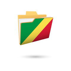 Vector illustration of Republic of the Congo flag isolated in file folder on white background.