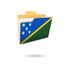 Vector illustration of Solomon Islands flag isolated in file folder on white background.