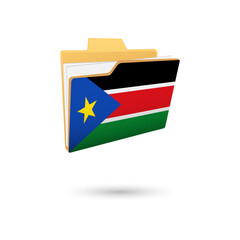 Vector illustration of South Sudan flag isolated in file folder on white background.