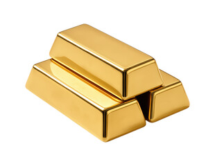 Gleaming Sets of Gold Bullion Bars Showcasing Wealth, Investment Potential, and Precious Metal Value, Isolated on Transparent and White Background