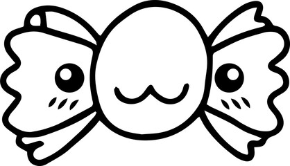Cute Faced Candy Coloring Page

