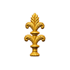 Fototapeta premium Golden fleur de lis emblem with intricate detailing, symbolizing elegance and tradition, set against plain background. design features stylized lily with symmetrical pattern