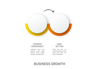 Business vector infographic design template. Circle timeline with icons and 2 two arrows or steps. Used for process diagram, presentations, workflow layout, info graph, banner, flow chart