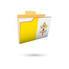 Vector illustration of Vatican flag isolated in file folder on white background.