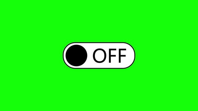 On and Off Toggle switch button green screen and white background