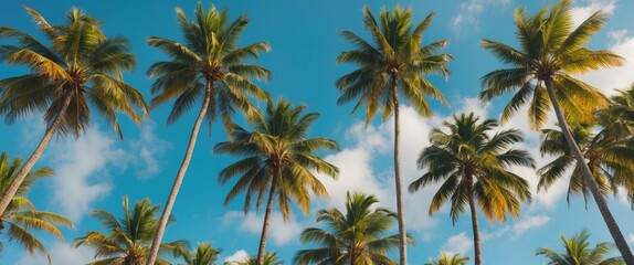Palm Trees Travel Background with Empty Copy Space for Text