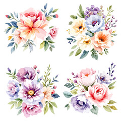 Flowers colorful watercolor Background