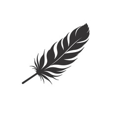 Obraz premium Single feather graphic element. Dark gray feather illustration perfect for design projects. This feather image is ideal for creating logos, patterns