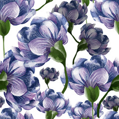 Seamless botanical pattern. Various herbs and flowers, hand-drawn. Vintage vector illustration of flowers. A colorful banner. An idea for wallpaper and textiles. A linear drawing. A botanical set.