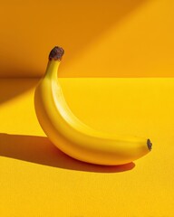 pop art banana layout Bright Yellow Banana on Vibrant Yellow Background for Food Photography surreal banana food styling banana in minimal graphic scene