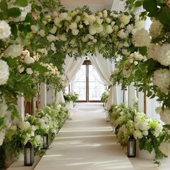 Wedding aisle decor ideas white flowers and greenery wedding ceremony decorations floral archway design