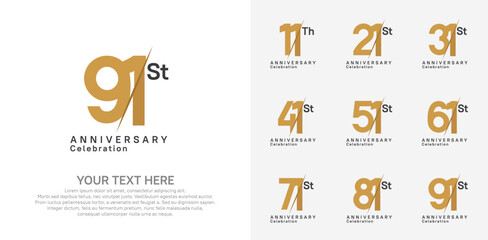 Anniversary logo set vector design, brown color for celebration event