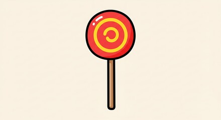 Lollipop Candy Illustration with Red and Yellow Swirl Design